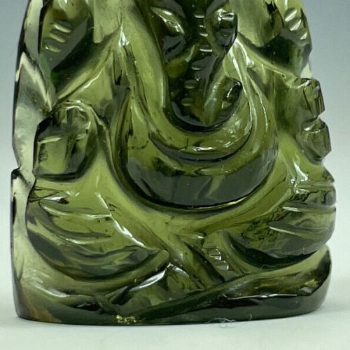 Moldavite handmade carving Ganesh