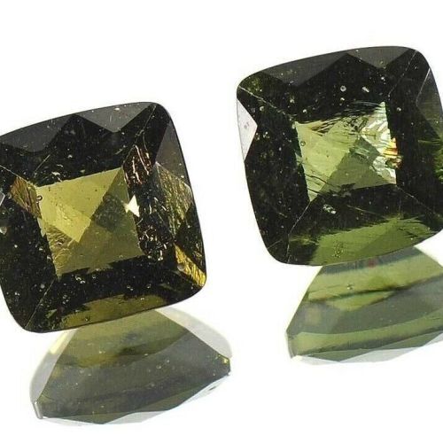 Moldavite faceted gems