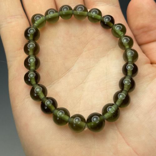Moldavite faceted beads bracelet
