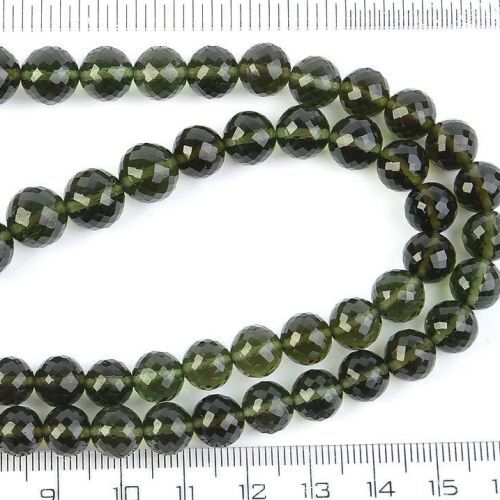Moldavite faceted beads silver necklace