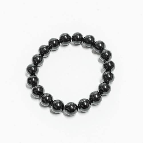 Obsidian round beads bracelet