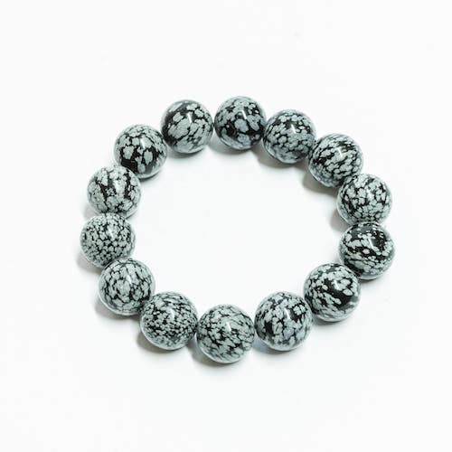 Snowflake obsidian round beads bracelet