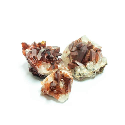 Red iron-oxide coated quartz crystals Morocco